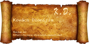 Kovács Dionízia névjegykártya